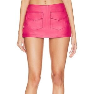 NWT NBD Margarita Leather Red Mini Skort Skirt $250 Low Rise Revolve  Sz Small